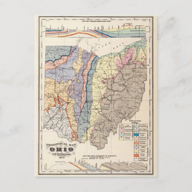 Geological map of Ohio Postcard (Front)