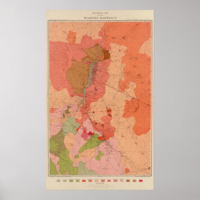 Geological Map of the Washoe District Poster (Front)