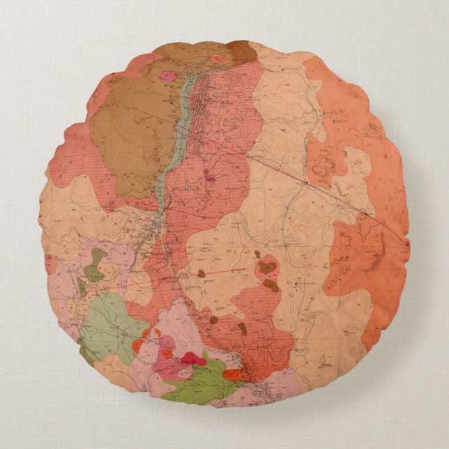 Geological Map of the Washoe District Round Cushion (Front)