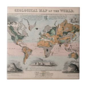 Geological Map of the World Ceramic Tile