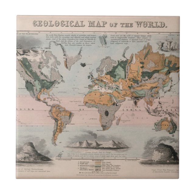 Geological Map of the World Ceramic Tile (Front)