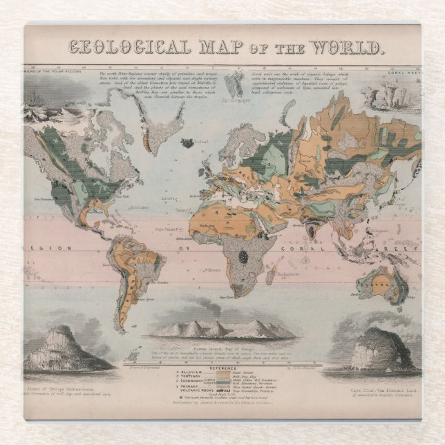 Geological Map of the World Glass Coaster (Front)