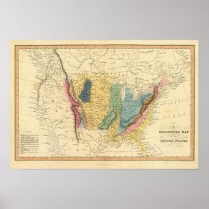 Geological map of United States Poster