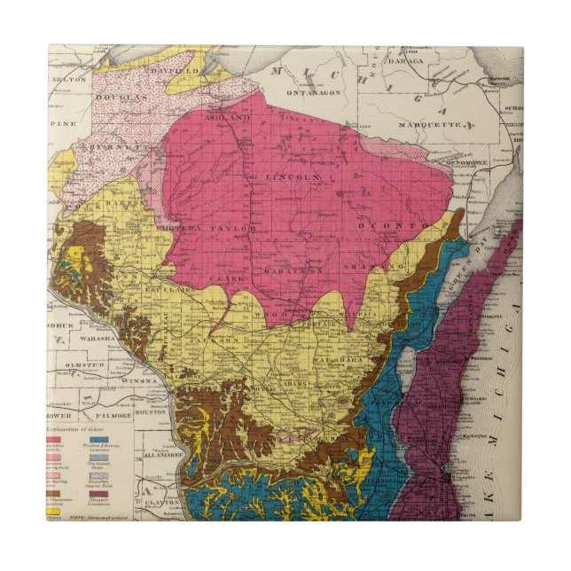 Geological map of Wisconsin Tile (Front)