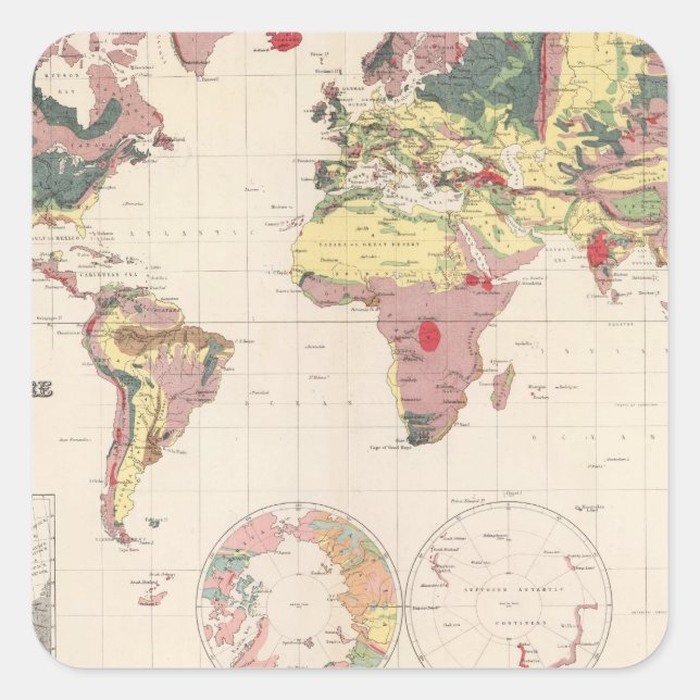 Geological structure of globe square sticker (Front)