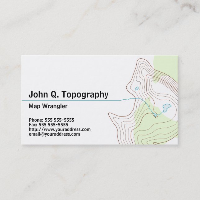Geologist, Cartographer Topographic Map Personal Business Card (Front)