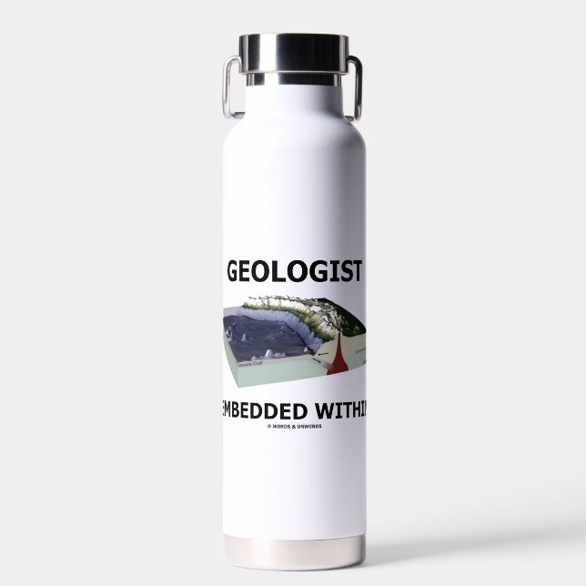Geologist Embedded Within Subduction Zone Water Bottle (Front)