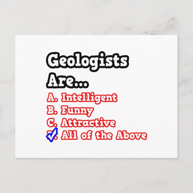 Geologist Quiz...Joke Postcard (Front)