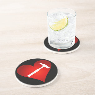 Geologist's Heart and Rock Hammer Coaster