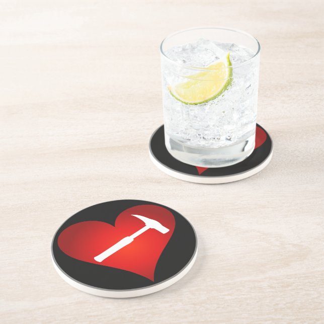 Geologist's Heart and Rock Hammer Coaster (Side)