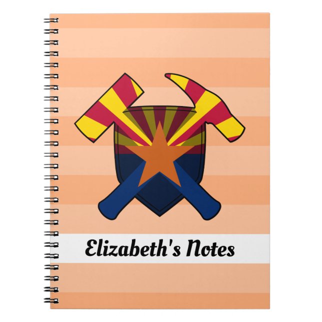 Geologist's Rock Hammer and Arizona Flag Logo Notebook (Front)