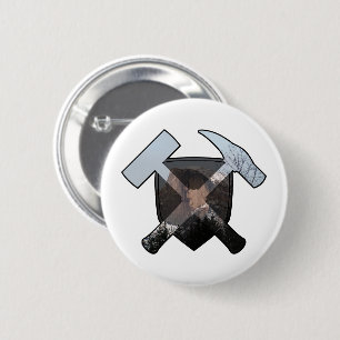 Geologist's Rock Hammer and Half Dome Logo 6 Cm Round Badge