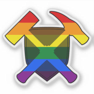 Geologist's Rock Hammer and LGBT Rainbow Flag