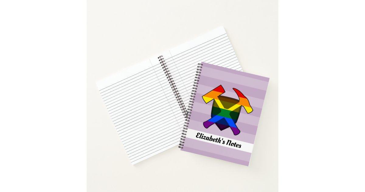 Geologist's Rock Hammer and LGBT Rainbow Flag Logo Notebook | Zazzle