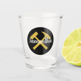Geologist's Rock Hammer and Personalised Name Shot Glass