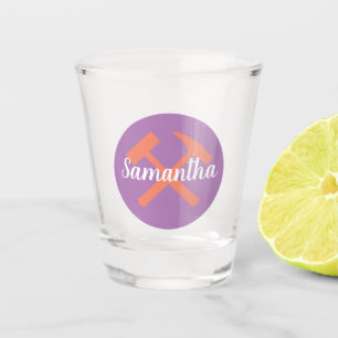 Geologist's Rock Hammer and Personalised Name Shot Glass