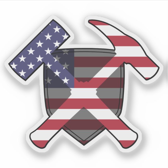 Geologist's Rock Hammer Logo- American Flag Vinyl (Front)