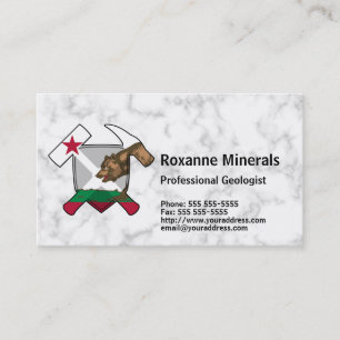 Geologist's Rock Hammer Logo with California Flag Business Card