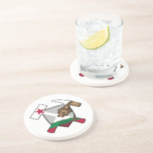 Geologist's Rock Hammer Logo with California Flag Coaster