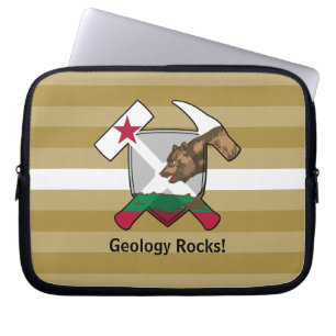 Geologist's Rock Hammer Logo with California Flag Laptop Sleeve