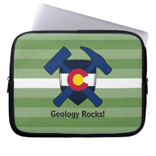 Geologist's Rock Hammer Logo with Colorado Flag Laptop Sleeve