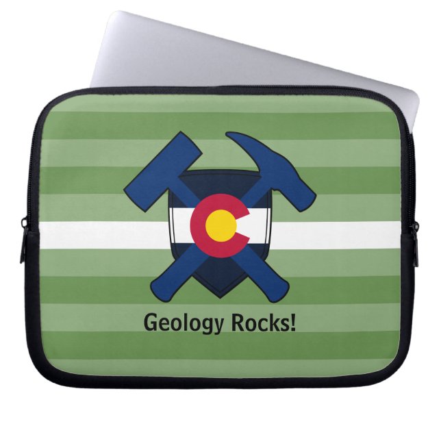 Geologist's Rock Hammer Logo with Colorado Flag Laptop Sleeve (Front)