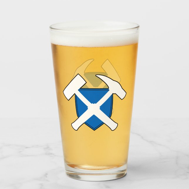 Geologist's Rock Hammer Logo with Flag of Scotland Glass (Front Filled)