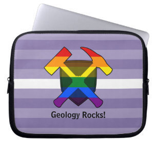 Geologist's Rock Hammer Logo with LGBT Pride Flag Laptop Sleeve