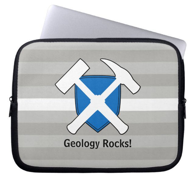 Geologist's Rock Hammer Logo with Scottish Flag Laptop Sleeve (Front)