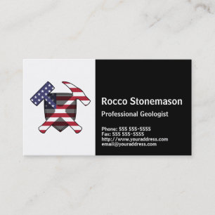 Geologist's Rock Hammer Logo with USA Flag Business Card