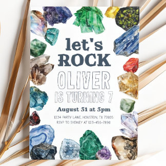 Geology Birthday Invitation, Rock Invite Geode Gem