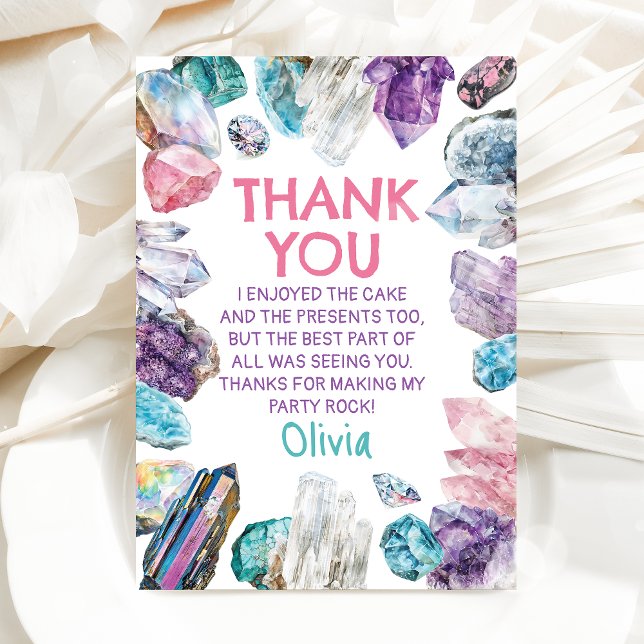 Geology Girl Birthday Rocks Dig Party Thank You Card (Creator Uploaded)