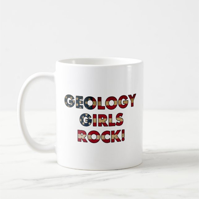 Geology Girls Rock! (USA Flag) Coffee Mug (Left)