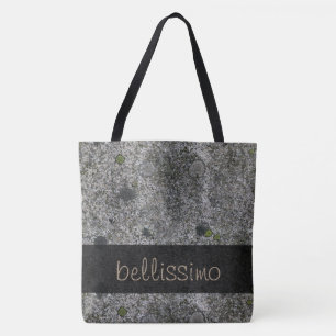 Geology Granite Grey with Moss Details any Text Tote Bag