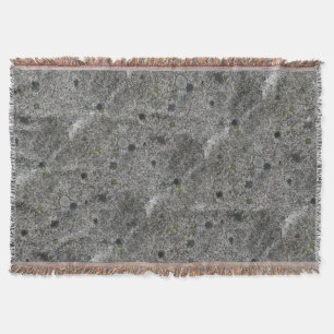 Geology Grey Granite Rock with Moss Throw Blanket