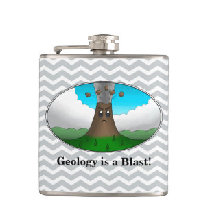 Geology is a Blast! Cartoon Volcano Hip Flask