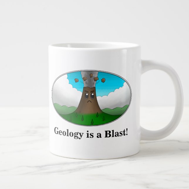 Geology is a Blast! Cartoon Volcano Large Coffee Mug (Right)