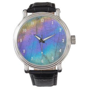 Geology Labradorite Stone Colourful Crystal Patter Watch