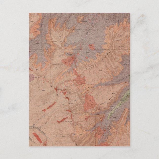 Geology Map, Yellowstone National Part, Wyoming 2 Postcard (Front)