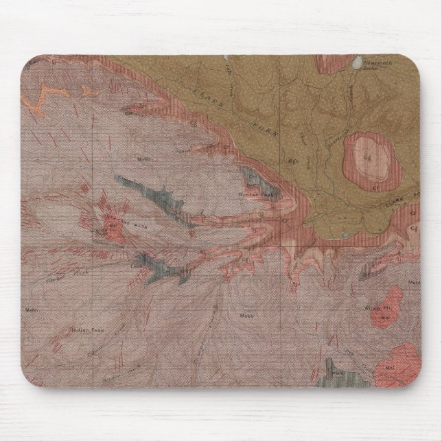 Geology Map, Yellowstone National Part, Wyoming 3 Mouse Pad (Front)