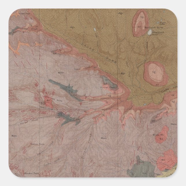 Geology Map, Yellowstone National Part, Wyoming 3 Square Sticker (Front)