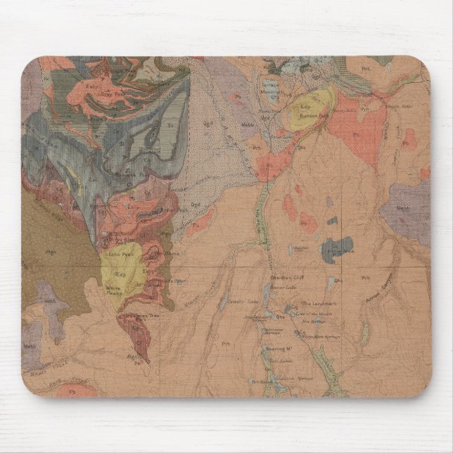 Geology Map, Yellowstone National Part, Wyoming Mouse Pad (Front)