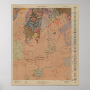 Geology Map, Yellowstone National Part, Wyoming Poster