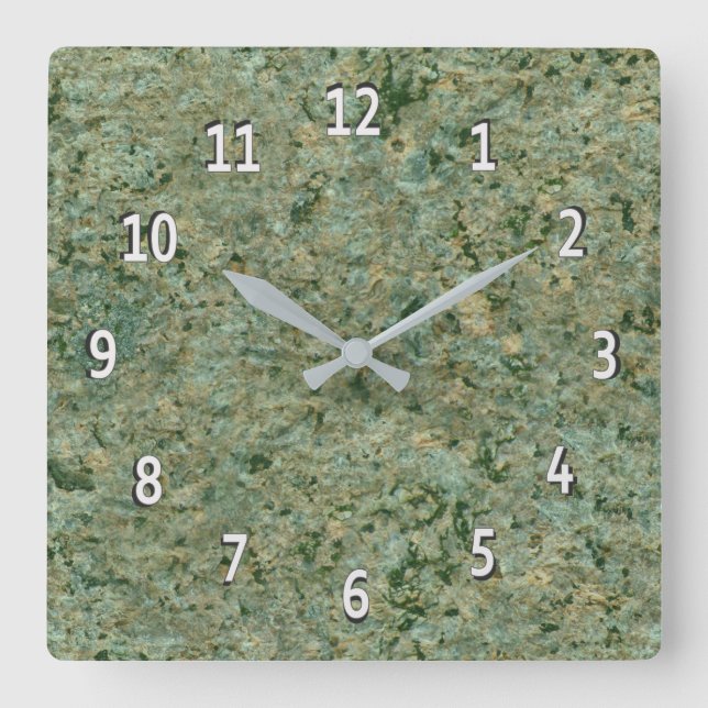 Geology Nature Photo Green Rock Texture Square Wall Clock (Front)