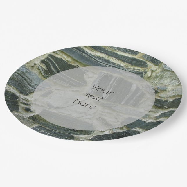 Geology Old Stone Wall Structure Photo any Text Paper Plate (Angled)