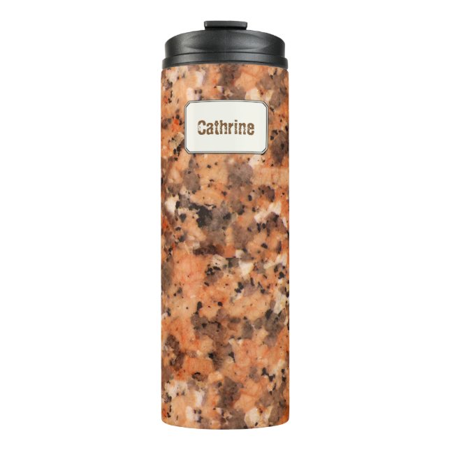 Geology Orange Rock Texture Custom Name Thermal Tumbler (Front)