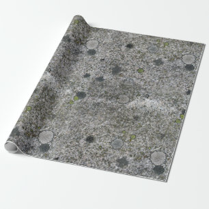 Geology Rock Grey Granite with Green Moss Wrapping Paper