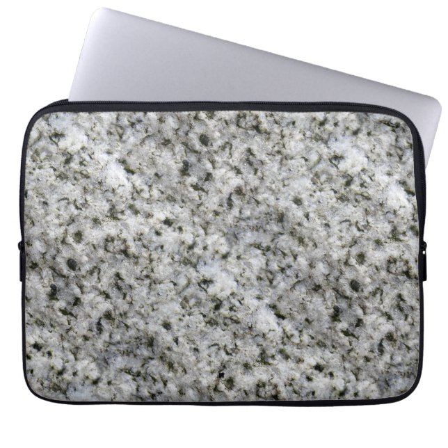 Geology Rock Texture White Granite custom Name Laptop Sleeve (Front)
