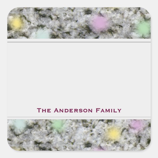 Geology Rock White Granite Pastel with Text Label (Front)