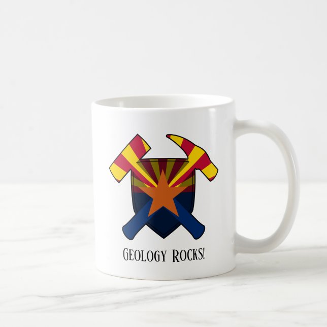 "Geology Rocks" Arizona State Flag Hammer Logo Coffee Mug (Right)